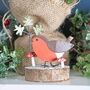 Robin With Mistletoe And Toadstool Christmas Block, thumbnail 1 of 5