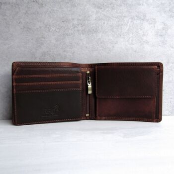 Personalised Men's Brown Leather Rfid Trifold Wallet, 2 of 5