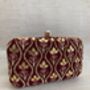 Deep Maroon Velvet Embroidered Handcrafted Clutch Bag, thumbnail 1 of 8