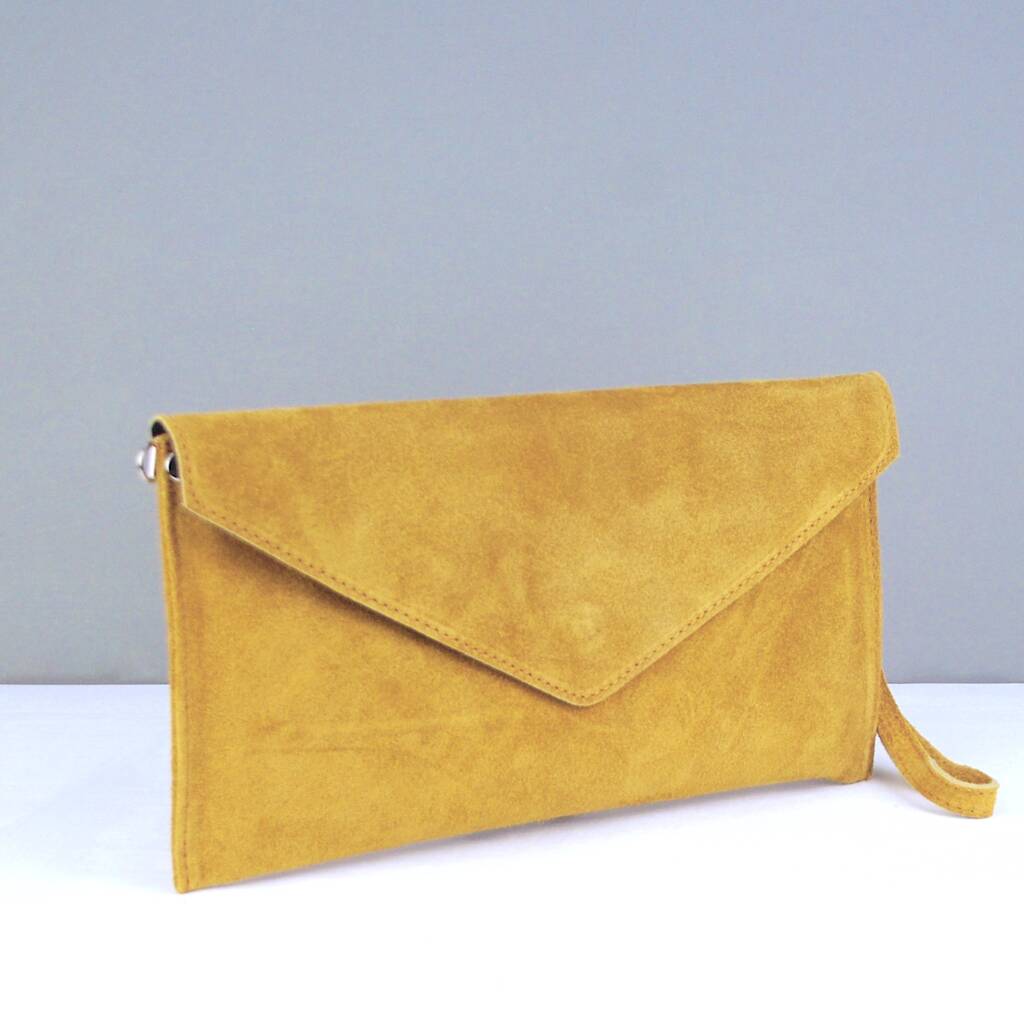 Personalised Suede Leather Envelope Clutch Bag By Penelopetom ...