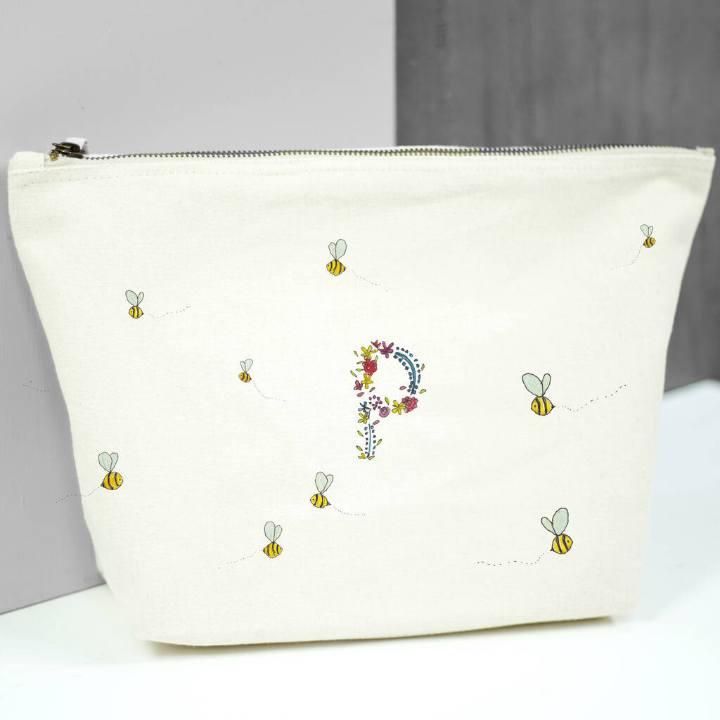 Personalised Fully Floral Initial Wash Bag