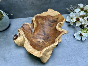 30cm Handmade Wooden Root Bowl – Balinese Gamal Wood, 8 of 12