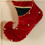 Personalised Luxury Elf Boot Stocking With Bells, thumbnail 6 of 7