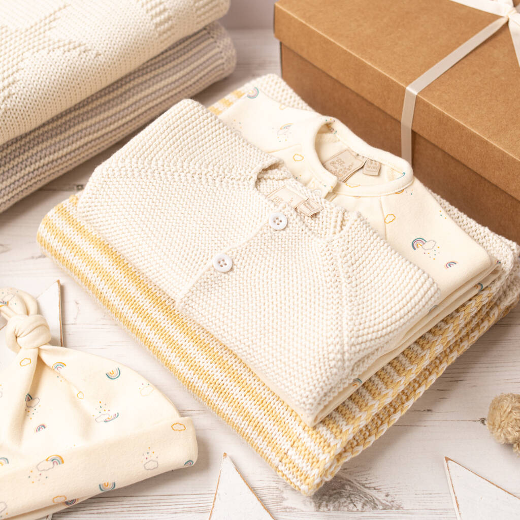 Baby Unisex Sunny Yellow And Cream Luxury Gift Box, 1 of 12