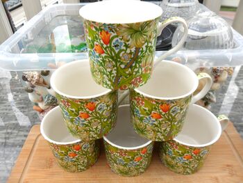 Set Of Six Palace Mugs In William Morris Golden Lily Design, 3 of 11