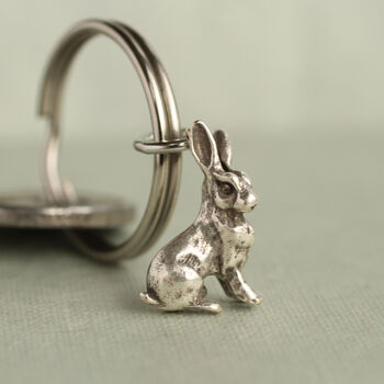 Silver Tiny Rabbit Hare Keyring, 2 of 6
