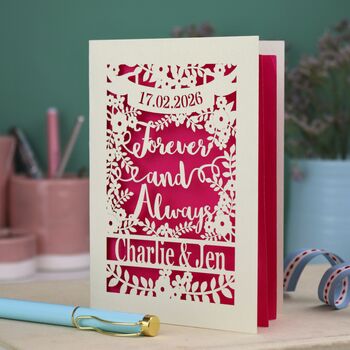 Personalised Papercut 'Forever And Always' Wedding Card, 7 of 8