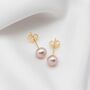 Pink Pearl Earrings Mae Button Studs, thumbnail 2 of 2