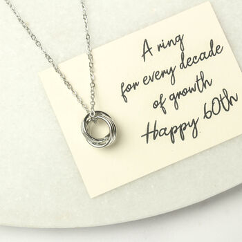 60th Birthday Six Rings Necklace, One For Each Decade, 9 of 12
