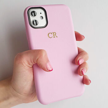 Pink Faux Leather Embossed Personalised Phone Case, 8 of 11