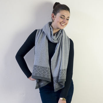 Knitted Shawl/Scarf In Seal/Cliff, 2 of 6