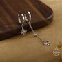 Sterling Silver Asymmetric Starburst Huggie Hoop Earrings, thumbnail 6 of 12