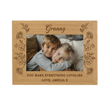 Personalised Wild Flowers 6x4 Oak Finish Photo Frame, 5 of 5