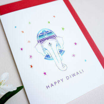 Diwali Card With Ganesha Design In Gold, 4 of 7