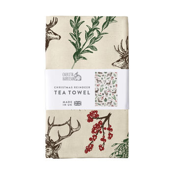 Christmas Reindeer Tea Towel, 3 of 5