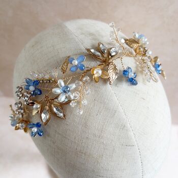 Blue Forget Me Not Bridal Hair Vine, 4 of 8