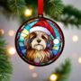 Tibetan Terrier In Santa Hat Suncatcher Decoration, thumbnail 2 of 6