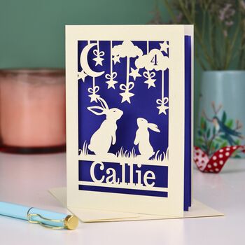 Personalised Papercut Bunny Birthday Card, 7 of 7