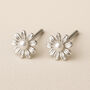 Tiny Sterling Silver Pearl Daisy Flower Stud Earrings, thumbnail 1 of 7