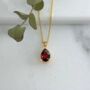 Garnet 18k Gold Plated Pear Drop Necklace, thumbnail 1 of 5
