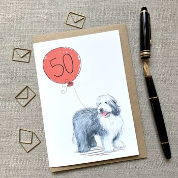 Personalised Old English Sheepdog Birthday Card, 2 of 4