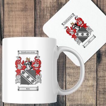 Personalised Coat Of Arms Mug And Coaster Gift Set, 3 of 8