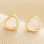 Rose Quartz Heart Stud Earrings In Gold, thumbnail 2 of 4