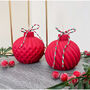 Red Christmas Candle With Christmas Tree Bauble Design, thumbnail 4 of 11