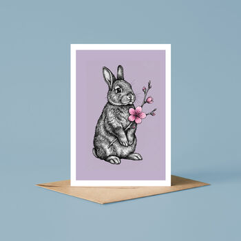 Rabbit And Cherry Blossom Card, 2 of 6