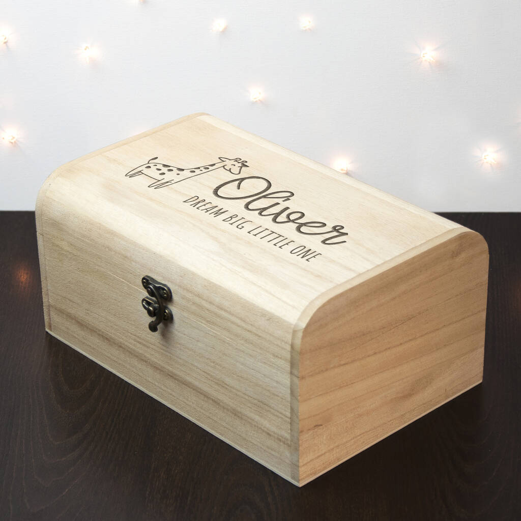 Personalised Baby Giraffe Wooden Keepsake Chest By JUNGLEY ...