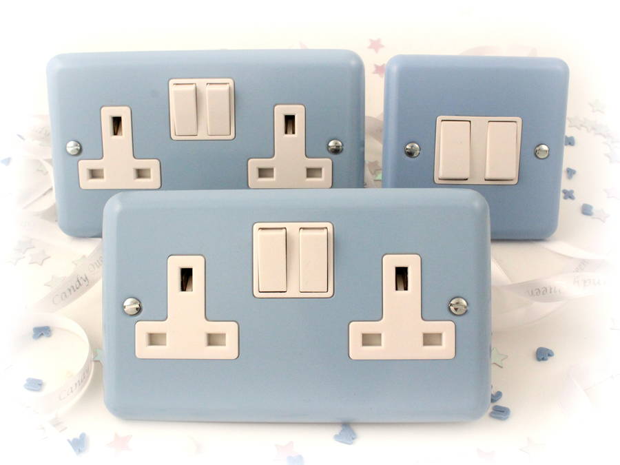 Pastel Blue Metal Light Switch And Switch Sockets By Candy Queen