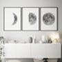 Set Of Three Black And White Moon Phases Prints, thumbnail 7 of 7