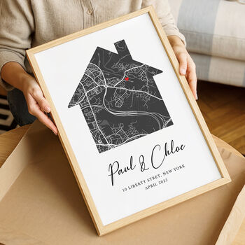 New Home Gift – Personalised Housewarming Gift, New Home Map Print, 6 of 8