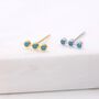 Tiny Turquoise Bar Stud Earrings In Sterling Silver, thumbnail 8 of 12