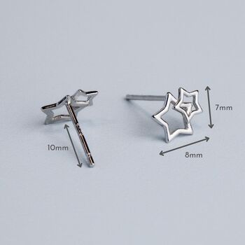 Sterling Silver Double Star Stud Earrings, 4 of 5