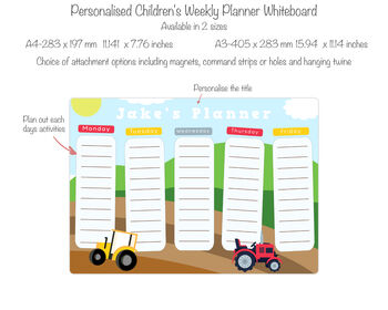 Personalised Children's Tractor Weekly Planner, 4 of 5