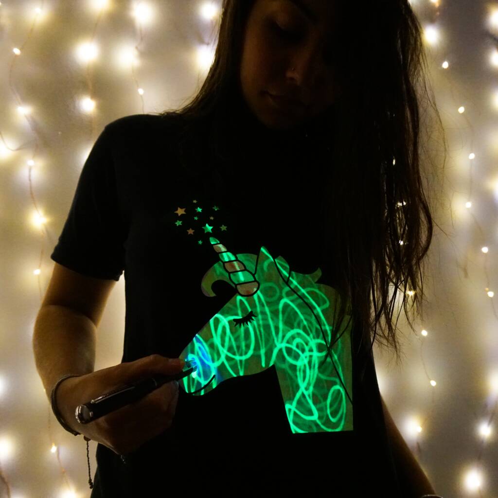 Unicorn Interactive Glow In The Dark T Shirt, 1 of 8