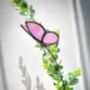 Stained Glass Butterfly Plant Stake Blue Pink Red, thumbnail 3 of 9
