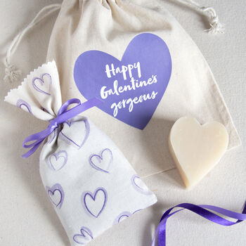 Personalised Purple Heart Organic Gift Bag Set, 2 of 6