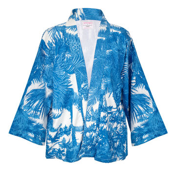 Serendipty Kimono Short Blue Palm, 2 of 2