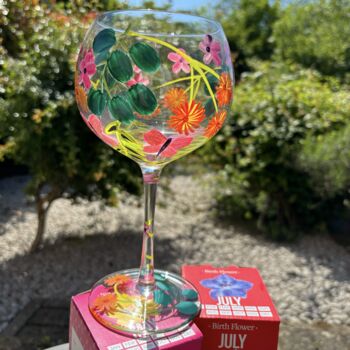 Hand Painted Gin Glass And Birth Flower Gift, 8 of 8