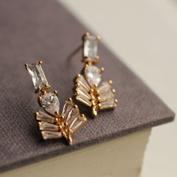 Art Deco Crystal Feather Earrings, 4 of 7