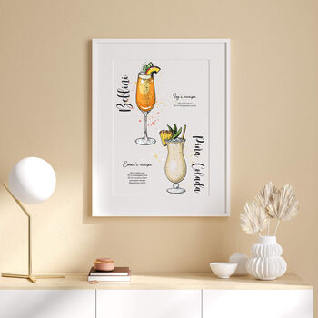 Personalised Favourite Cocktails Hand Drawing Art Print, 3 of 12