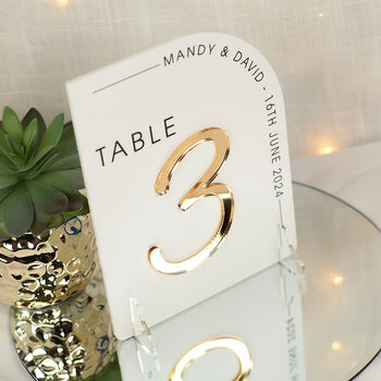 Modern Arch Acrylic Wedding Table Number, 6 of 7