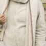 Cream Top Stitch Edge Warm Wool Blend Wrap Scarf, thumbnail 5 of 7