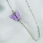 Silver Plated Purple Sideways Butterfly Necklace, thumbnail 2 of 3