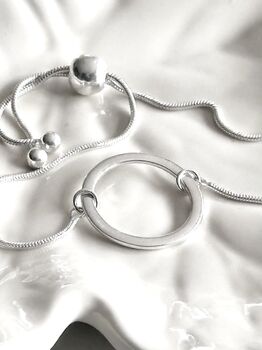 Sterling Silver Adjustable Hoop Bracelet, Gift For Her, 3 of 4