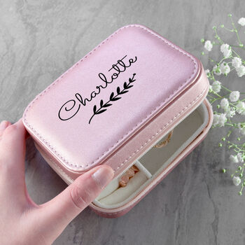 Personalised Wreath Pink Travel Jewellery Case, 6 of 12