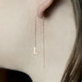 Personalised Gold Plated Silver Chain Threader Earrings, thumbnail 2 of 4