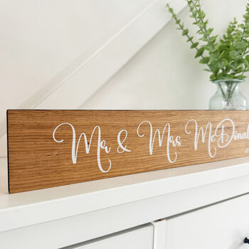 Wooden Wedding Sign Mr And Mrs Keepsake Decoration, 5 of 8